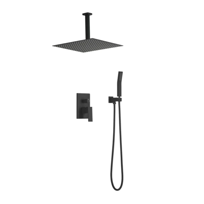 

Matte Black Shower Set System Bathroom Luxury Rain Mixer Shower Combo Set Ceiling Mounted Rainfall Shower Head