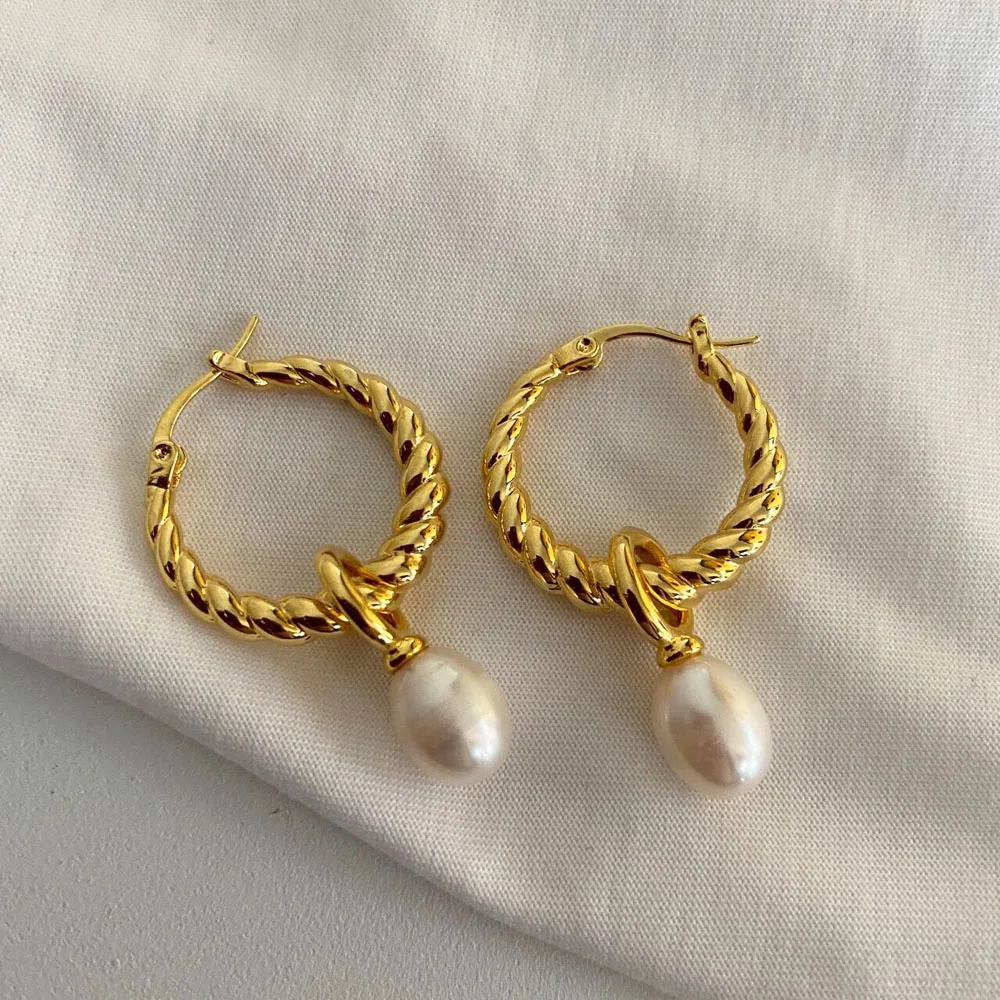 Висячие серьги с золотым жемчугом позолоченные жемчужины 18 карат висячие