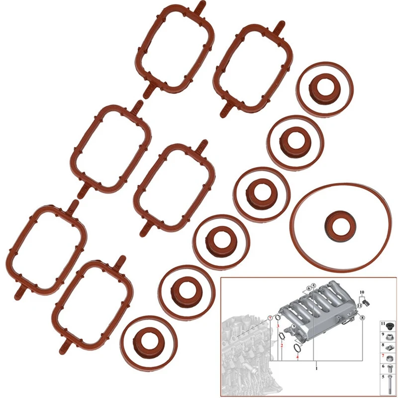Комплект Уплотнений впускного коллектора 11612246945 для BMW 3 5 6 7 серии E61 E63 E70 E83 E90 E92 X3 X5
