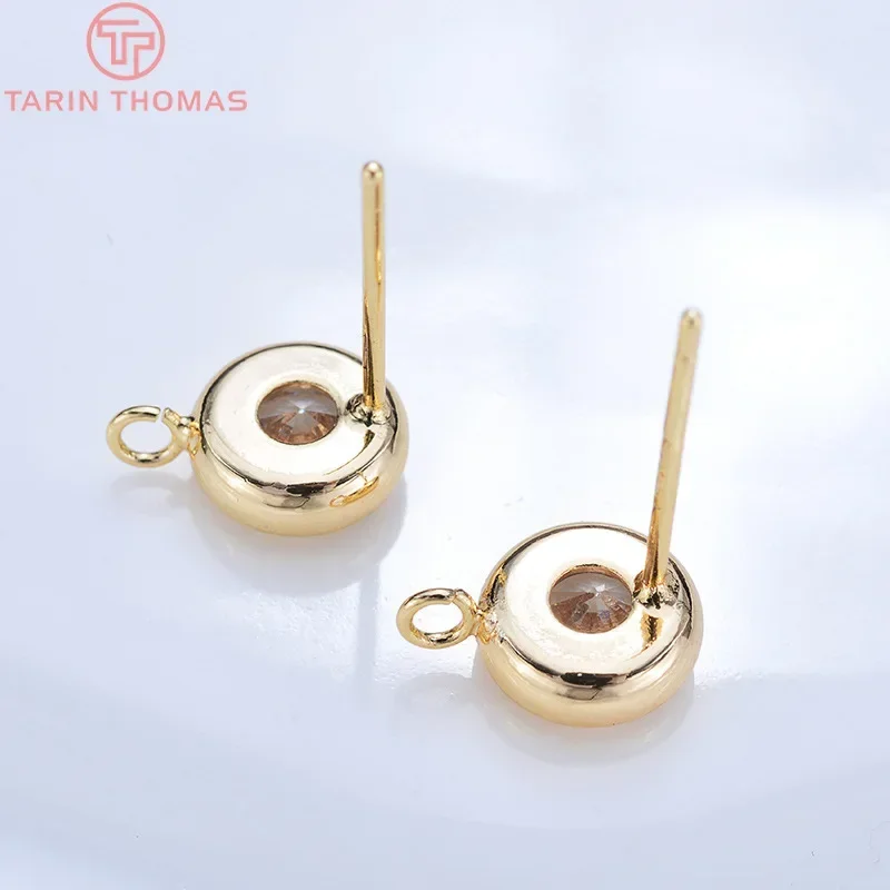 (2607) 4 мм 6 7 8 24-каратное золото латунь с цирконовыми крючками круглые