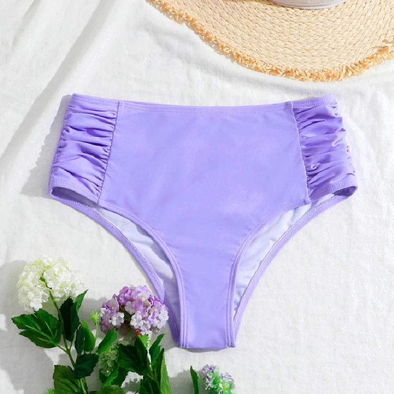 

Beach Shorts 2023 Women's Bikini Bottoms High Waisted Swimwear Women's Pleated Swimwear Blue Black Red