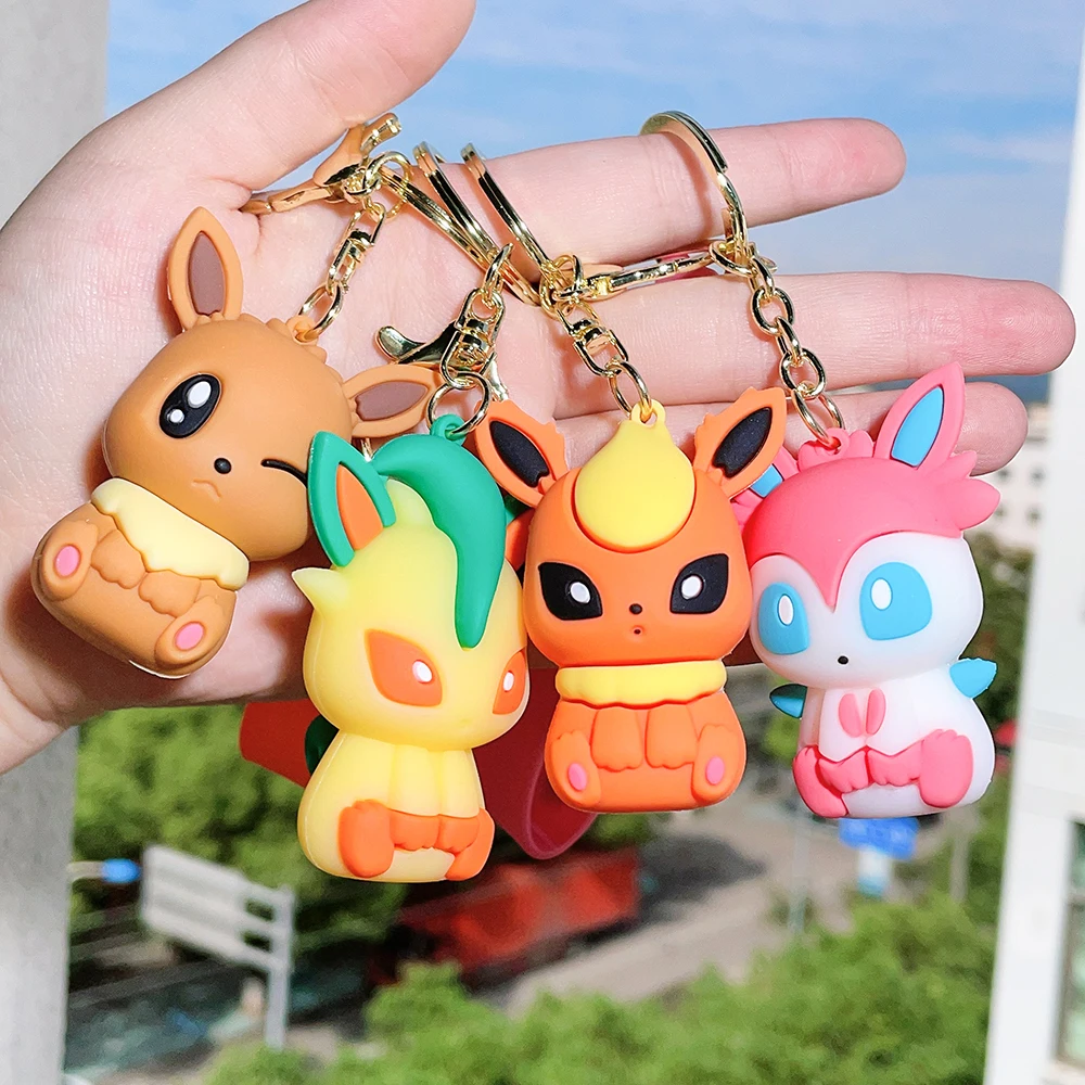 

Pokemon Anime Figure Pikachu Car Keychain Pokémon Key Chain Squirtle Psyduck Action Figure Model Keyring Backpack Pendant Gifts