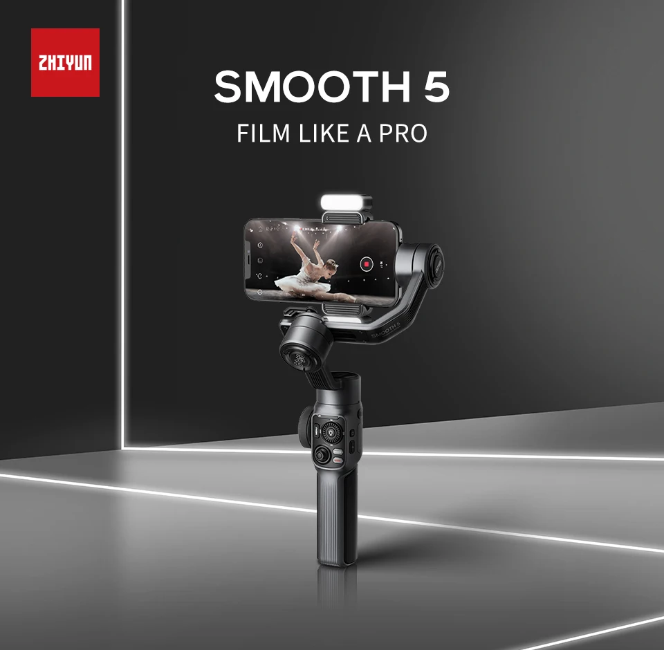 

ZHIYUN Smooth 5 Phone Gimbal 3 A-axis Handheld Stabilizer Smartphone Gimbals For IPhone 14 PRO MAX With Fill Light