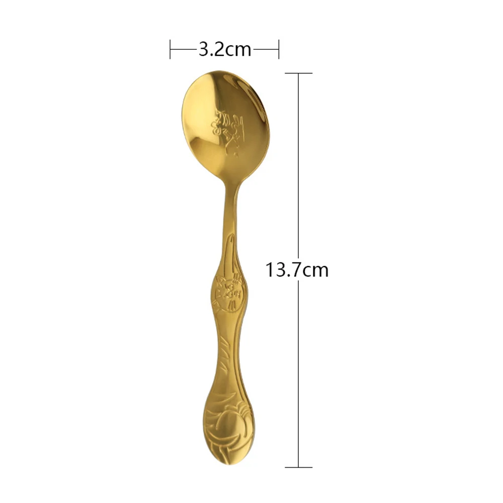 1Pcs Stainless Steel Cat and Mouse Cartoon Children Spoon Dessert Ice Cream Coffee Stirring for Tableware Kitchen Supplies - купить по