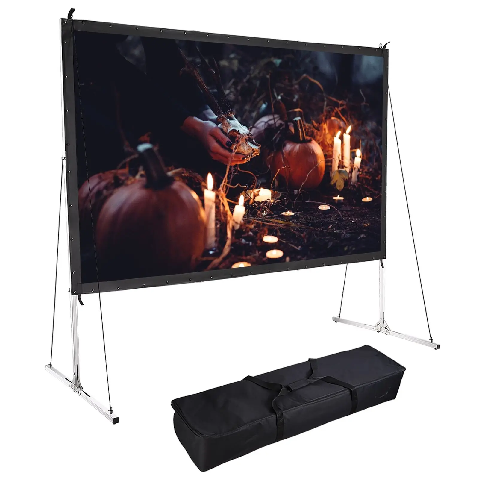

Water-resistant 120 In Diagonal Projector Screen 16:9 with Stakes and Ropes