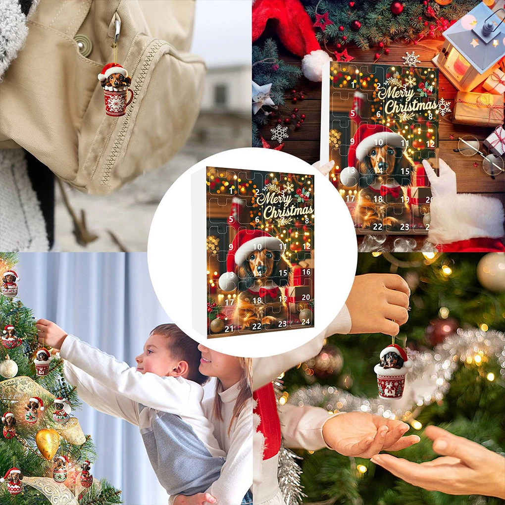 24 шт. Использование для любителей собак Рождественские таксы дня подарков