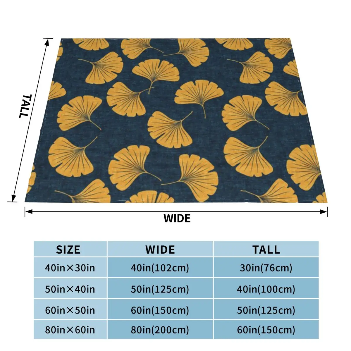 Ультрамягкое Флисовое одеяло Ginkgo Biloba - Gingko Leaves Blue An