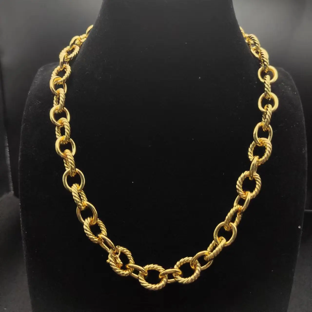 

New 44CM Necklce Multicolor Round Punk Style Gold Fashion Jewelry Adjustable 23cm Chain for Women Men