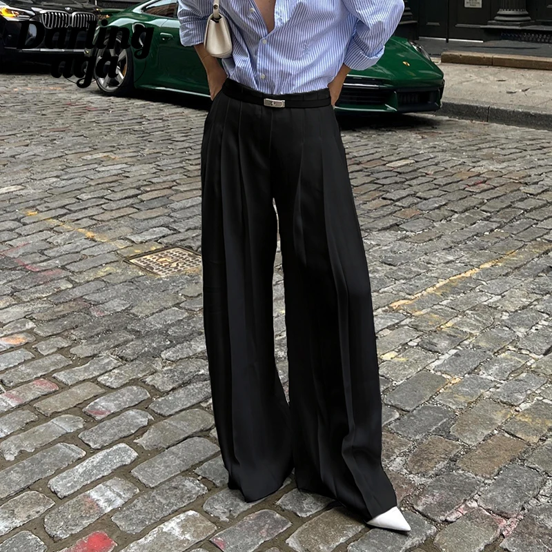 

Брюки-Капри женские прямые однотонные плиссированные с высокой талией