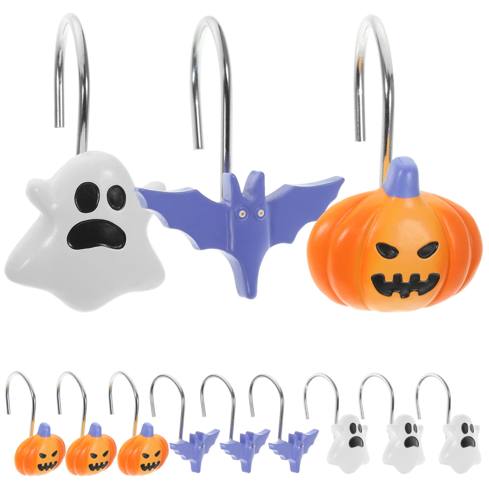 

12pcs Curtain Hooks Bathroom Halloween Hooks Shower Curtain Hooks Replacement Hooks
