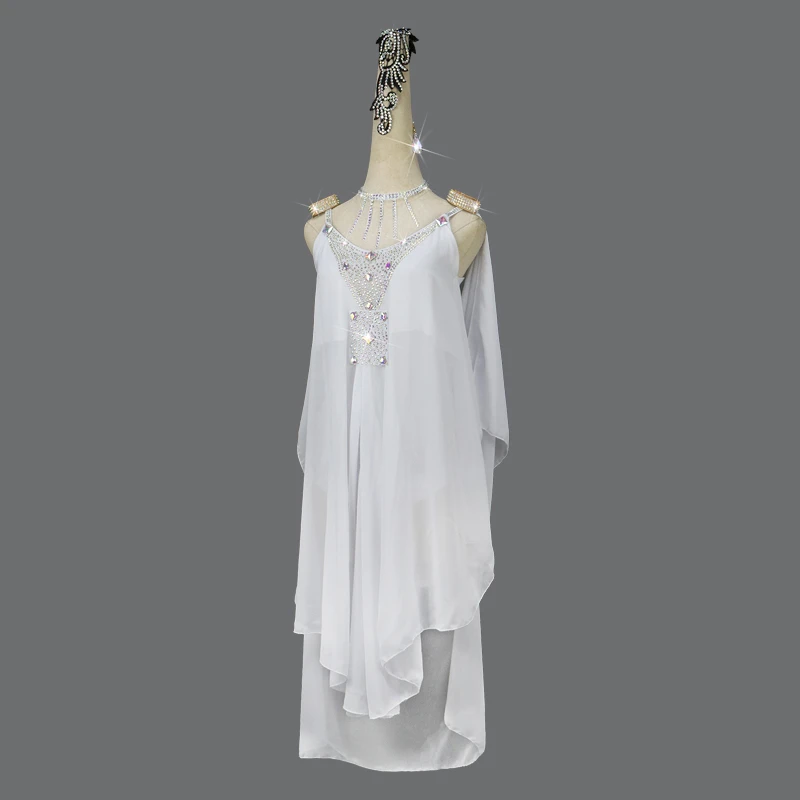 Новинка белое платье для латиноамериканских танцев длинная юбка с бахромой