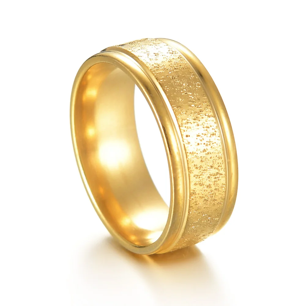 

Fashion Gold Color Matte Frosted Ring For Trendy Women Men Wedding Bands Engagement Finger Ring Gift Gothic Punk Jewelry