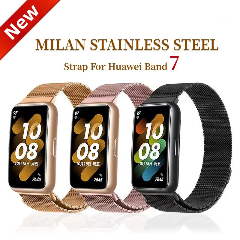 

Strap For Huawei Band 7 Milan Magnetic Loop Wristband Waterproof Breathable Smart Watch Replacement Bracelet For Huawei Band7