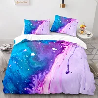 Colorful Marble Bedding Pastel Pink Blue Purple Duvet Cover Set Marble Abstract Art Polyester Quilt Cover Bright Girly Bedspread