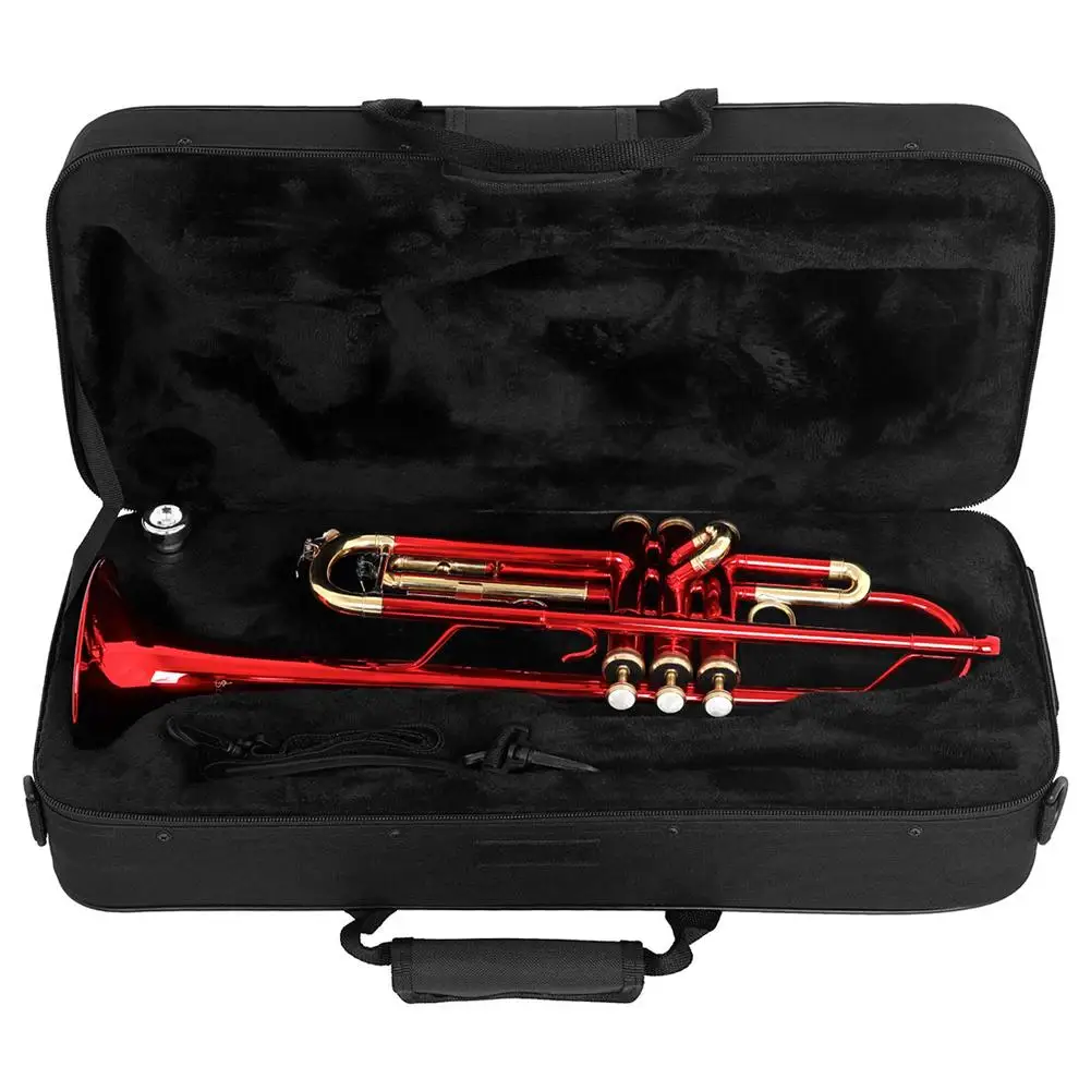 New Trumpet Bb Flat Brass Tube Body With Mouthpiece Straps Gloves Musical Instrument Accessories For Beginners Drop shipping enlarge