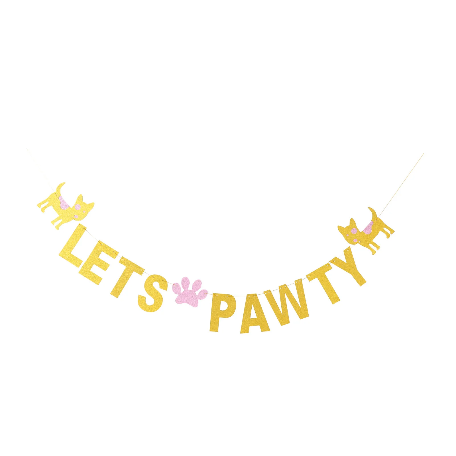 

Birthday Banner Pawty Party Dog Lets Petdecorations Let Supplies Garland Sign Decor Cat Happyglitter Kitten Bunting Paw Favors