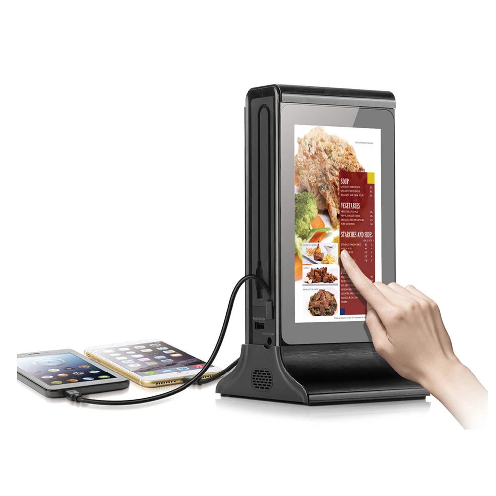 Купи FYD-835S New Wireless Mobile Charger Restaurant Charging Station Table Digital Advertising Menu Powerbank Holder Menu Power Bank за 11,981 рублей в магазине AliExpress