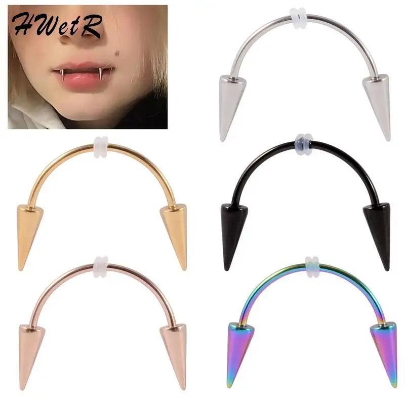 

Creative Stainless Steel Piercing Tiger Teeth Smiley Women Smile Lip Stud Nail Halloween Vampire Piercing Body Decorations