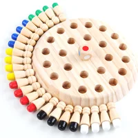 Kids Wooden Toy Puzzles Color Memory Chess Match Game Intellectual Children Party Board Games Baby Educational Learning Toys 1