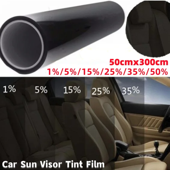 

1%/5%/15%/25%/35%/50% Car Sun Visor Tint Film Car Sunshade Insulation Explosion-Proof Sunscreen Window Sticker(50cm*3m)