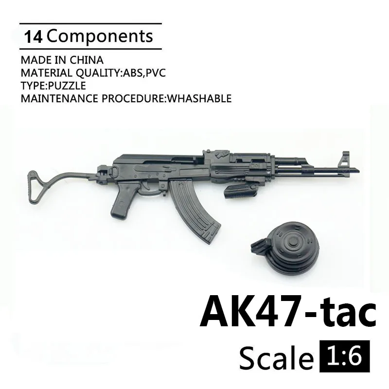 Модель оружия из пластика AK47/AKM масштаба 1:6 для сборки, головоломка из строительных кирпичей, военное оружие для песочницы, игрушка 4D для фигурок действия высотой 30 см.