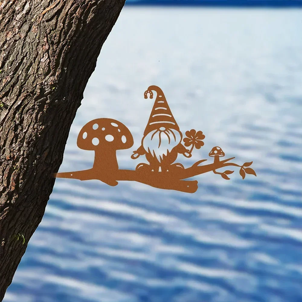 Великолепное украшение в виде гнома с металлической веткой для вашего сада —