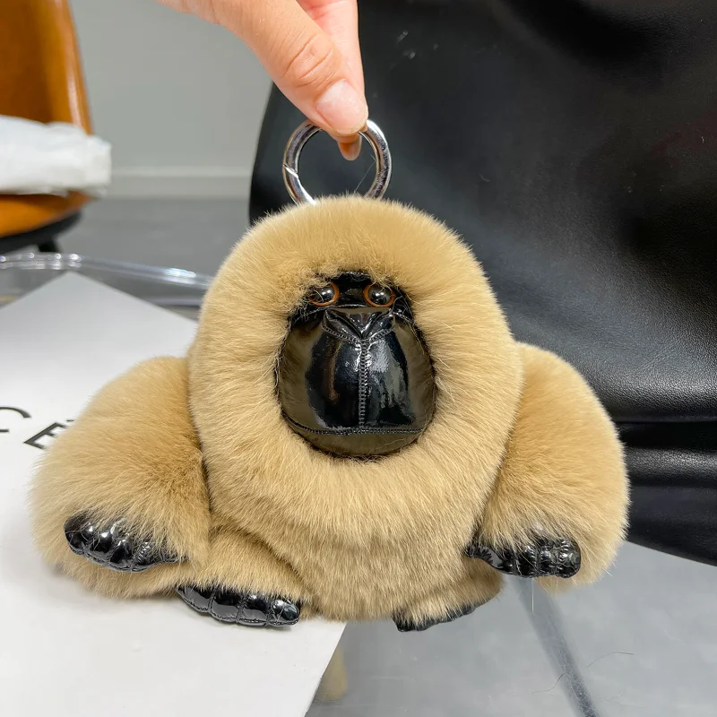 2022 New In Chimpanzee Real Fur Handmade Cute Key Chain Keychains Bag Accessory Car Keychain Gift Keyrings Gifts Key Chains