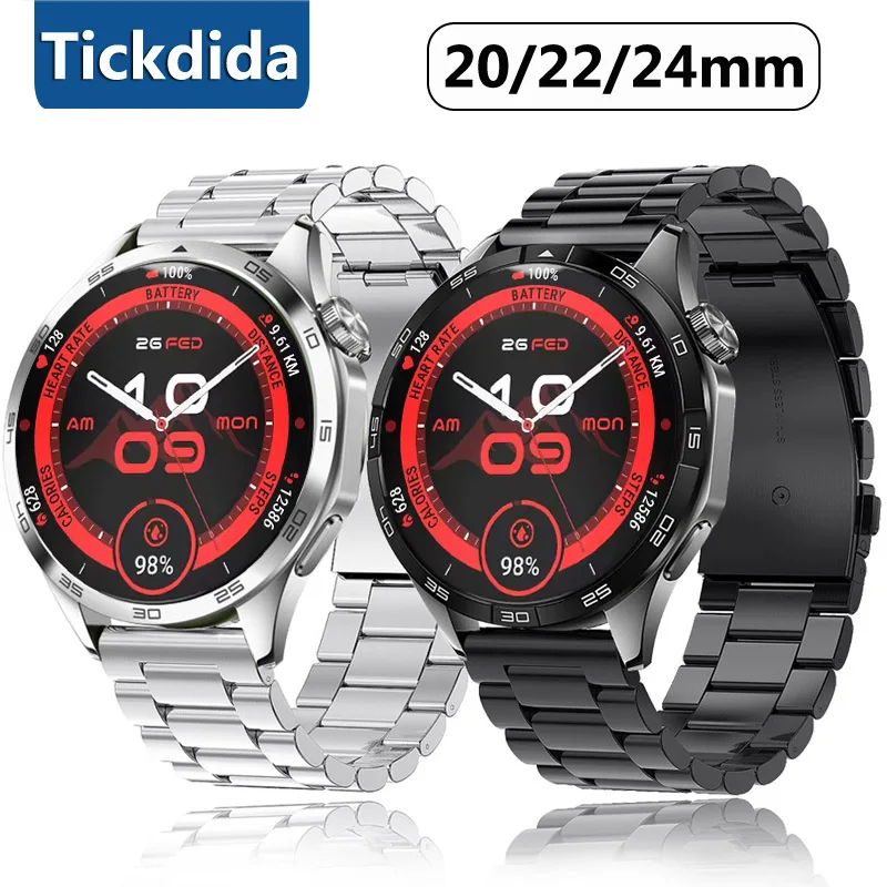 Фото Металлический ремешок 24/22/20 мм для умных часов TicWatch Atlas Pro 5, ремешок из нержавеющей стали для часов North Edge, активный браслет Correa №1