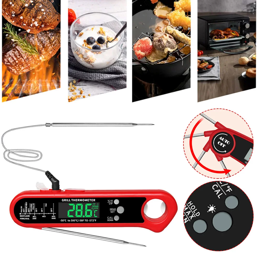 

Instant Read Meat Thermometer Best Waterproof Ultra Fast Digital Food Water Milk Thermometer for Outdoor Cooking BBQ and Kitchen