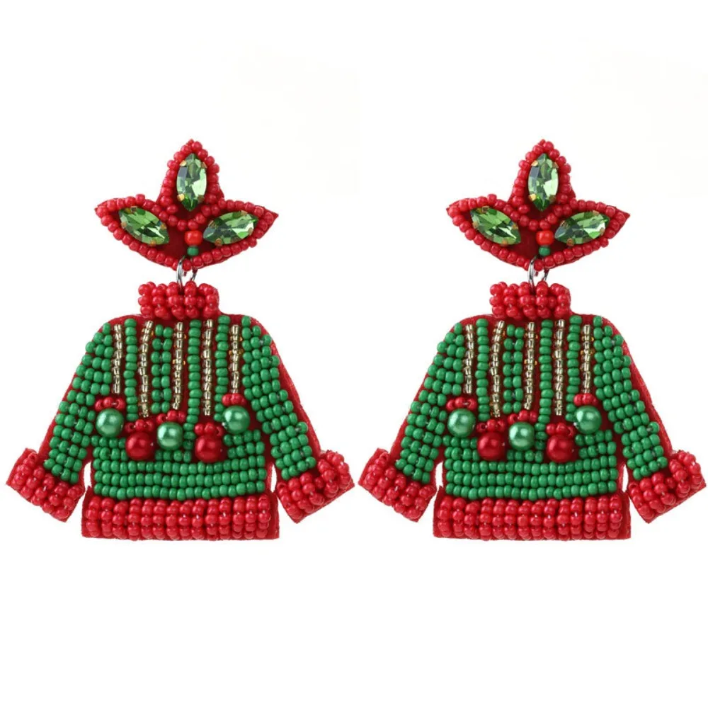 Винтажные рождественские серьги с Рождеством свитер со снежинками расшитые