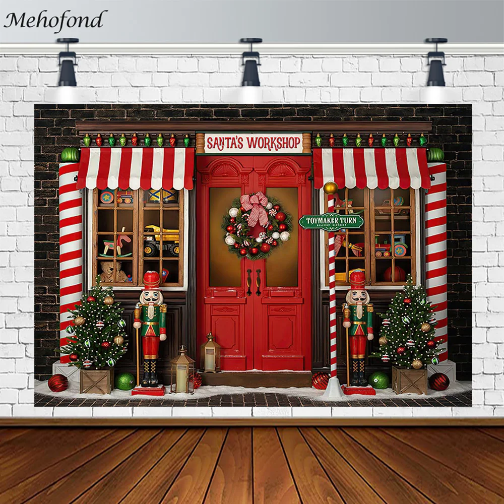 

Mehofond Christmas Themed Backdrop for Photography SANRA'S WORKSHOP Toy Store Nutcracker Soldier Portrait Photo Background Props