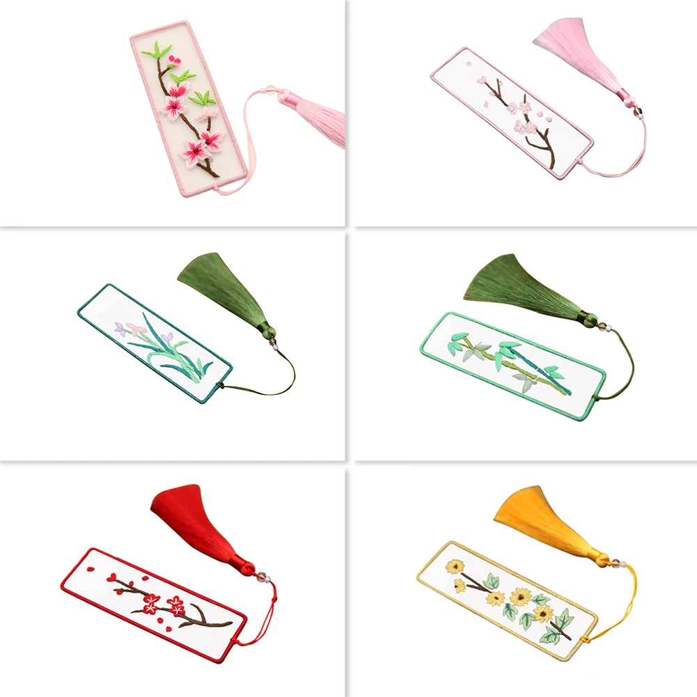 

YOUZI Transparent Organza Bookmark With Flower Pattern Pattern Instructions Easy Operation Double-sided Embroidery Kit