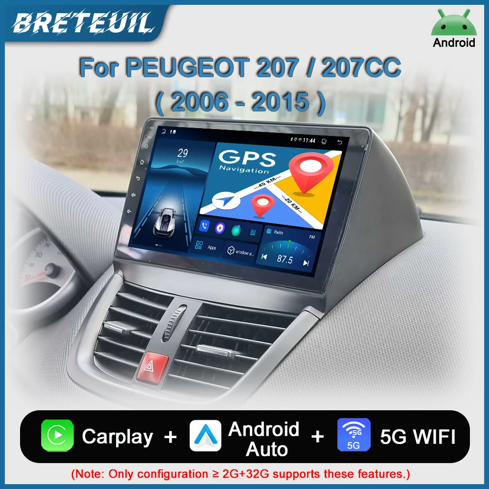 Фото Для PEUGEOT 207 CC 207CC 2006 2007 2008 2009 2010 2011 2012 2013 2014 2015 Автомагнитола Android Мультимедийный видеоплеер Навигация GPS Carplay Сенсорный экран Автомагнитола Интеллектуальные системы №1