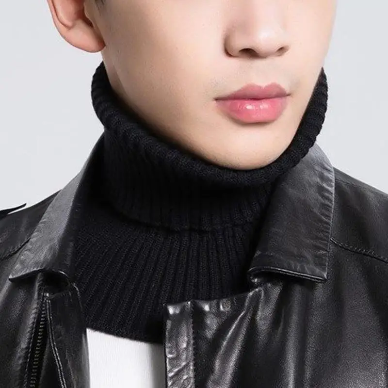 Ребристый вязаный искусственный воротник зимний съемный свитер водолазка