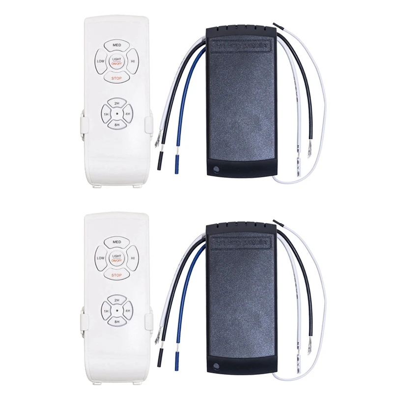 

2X Universal Ceiling Fan Lamp Remote Control Kit AC 220V Timing Setting Switch Adjuste Wind Speed Transmitter Receiver
