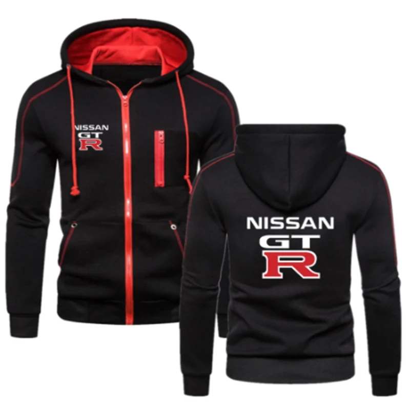 

New Nissan GTR Men's Winter Slim Fit Print Sweatshirts Outwear Warm Coat Jacket Plain Zip Up Casual Tracksuit Tops Hoodies