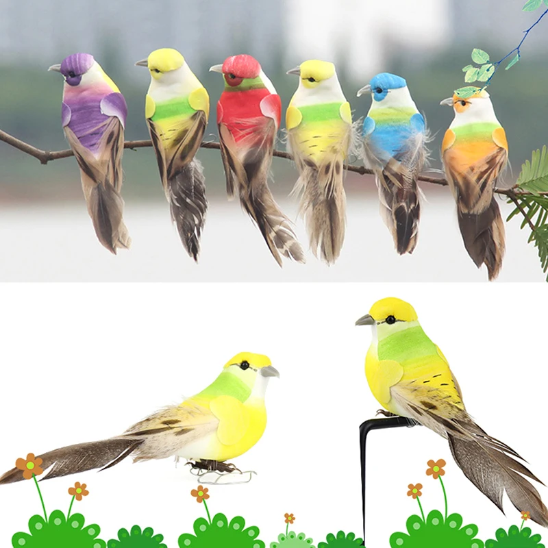 

1Pc Emulation Bird Artificial Foam Feather Bird Sparrow Ornaments Garden Decor