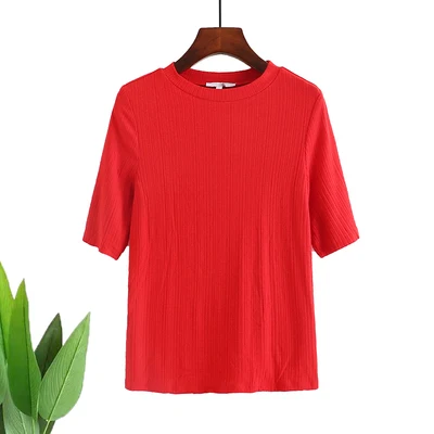 

summer short sleeve women T-shirt o neck t simple basic 2021