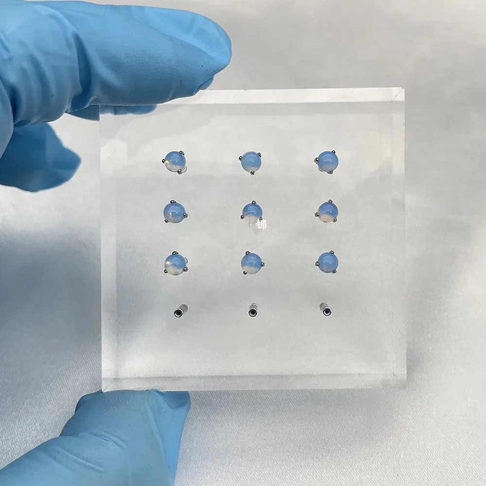 Титановый сплав F136 серьги из натурального лунного камня шпильки для губ носа