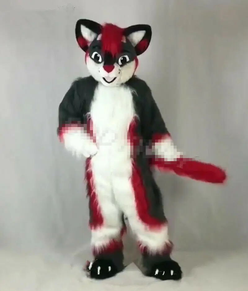 Костюм маскота из длинного меха хаски, волка, лисы для косплея на Хэллоуин и аниме-вечеринки для женщин.