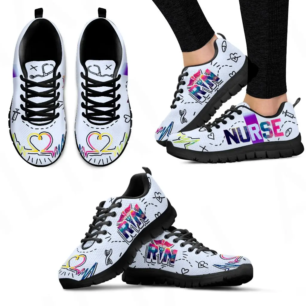 

שחור רך בלעדי קל משקל חיצוני נעלי אחות נוחות הדפסת פלטפורמת חיצוני סניקרס רפואי הדפסת נעליים