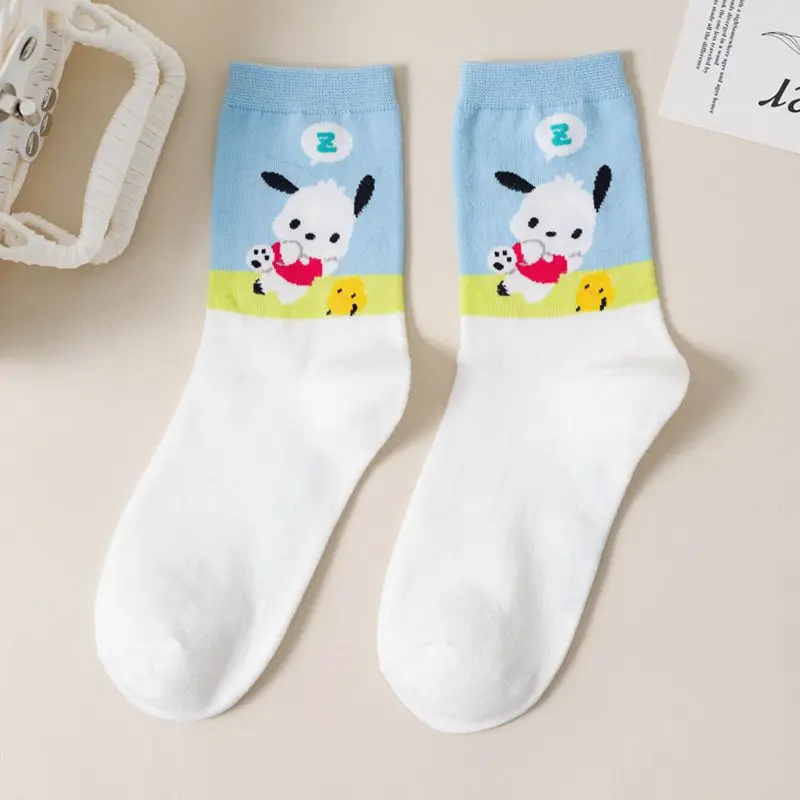 Носки Sanrio Pochacco с героями мультфильмов женские носки до середины икры из чесаного
