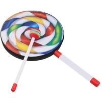 8inch lollipop shape drum with mallet rainbow music rhythm instruments kids baby children playing toy