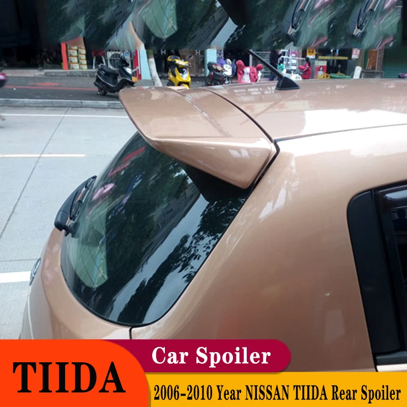 

Спойлер на крышу хэтчбека для NISSAN TIIDA, 2008, 2009, 2010 год, цвет углеродного волокна, черный, заднее крыло, украшение, комплект аксессуаров