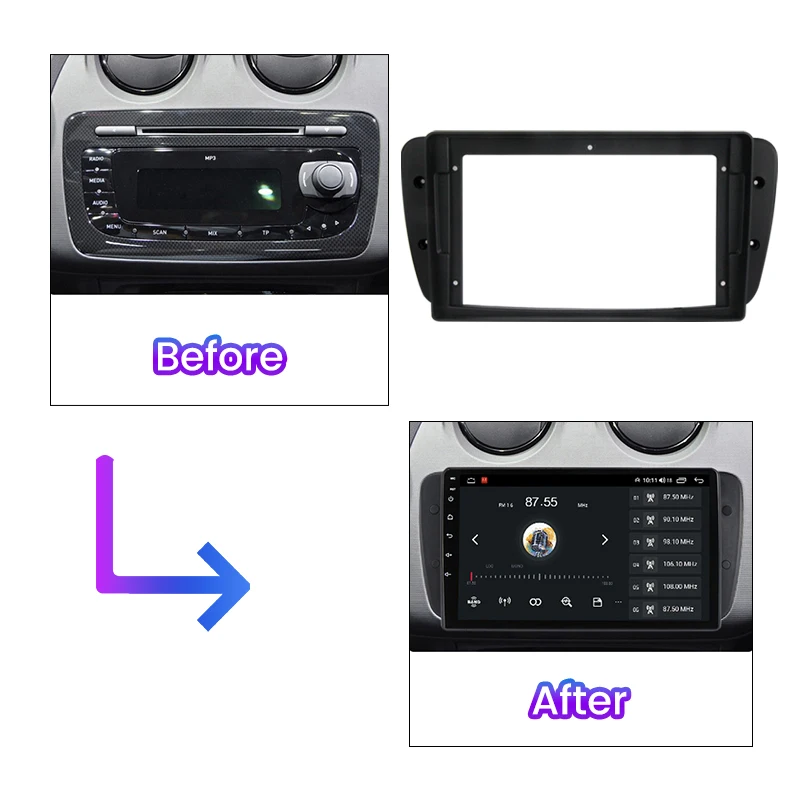 9-дюймовая Рамка Для Мультимедийного Радиоприемника Seat Ibiza 2009-2013 Одна Фотопанель