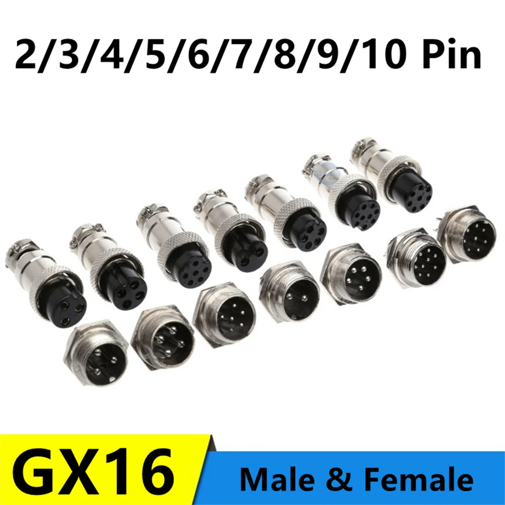 

Electric Music Instrument Audio Accessories 2Pcs 2,3,4,5,6,7,8,9,10 Pins Aviation Connector Male & Female Socket Plug GX16