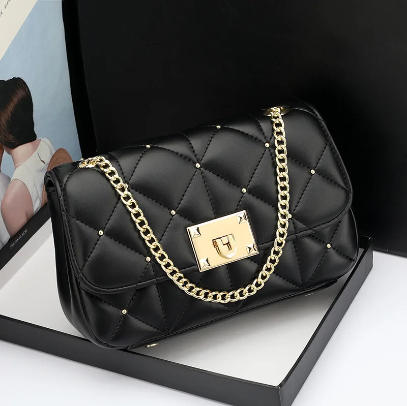 

Hot Sale 2022 New Trendy Fashion Diamond Lattice Chain Crossbody for Female High Quality Texture Real Leather Evening Bag Cc Gg