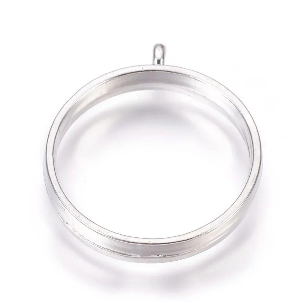 

5PCS Alloy Open Back Bezel Pendants Cadmium&Lead Free Ring Platinum 32.5x28.5x4.5mm Hole: 2mm Inner Diameter: 25mm