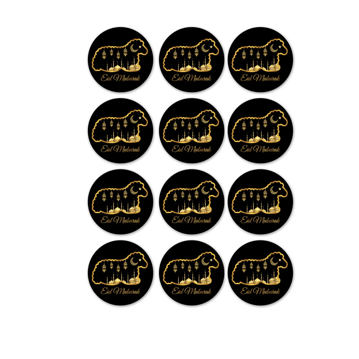

120pcs DIY Decor Stickers For Islamic Muslim Eid Party Round Decor Sticker for Laptop Car Phone Room Gift Box Decoration Sticker
