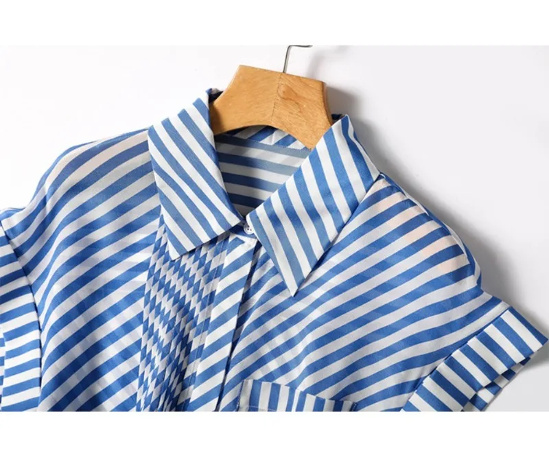 Шифоновая женская рубашка в полоску винтажные блузки летние женские топы без